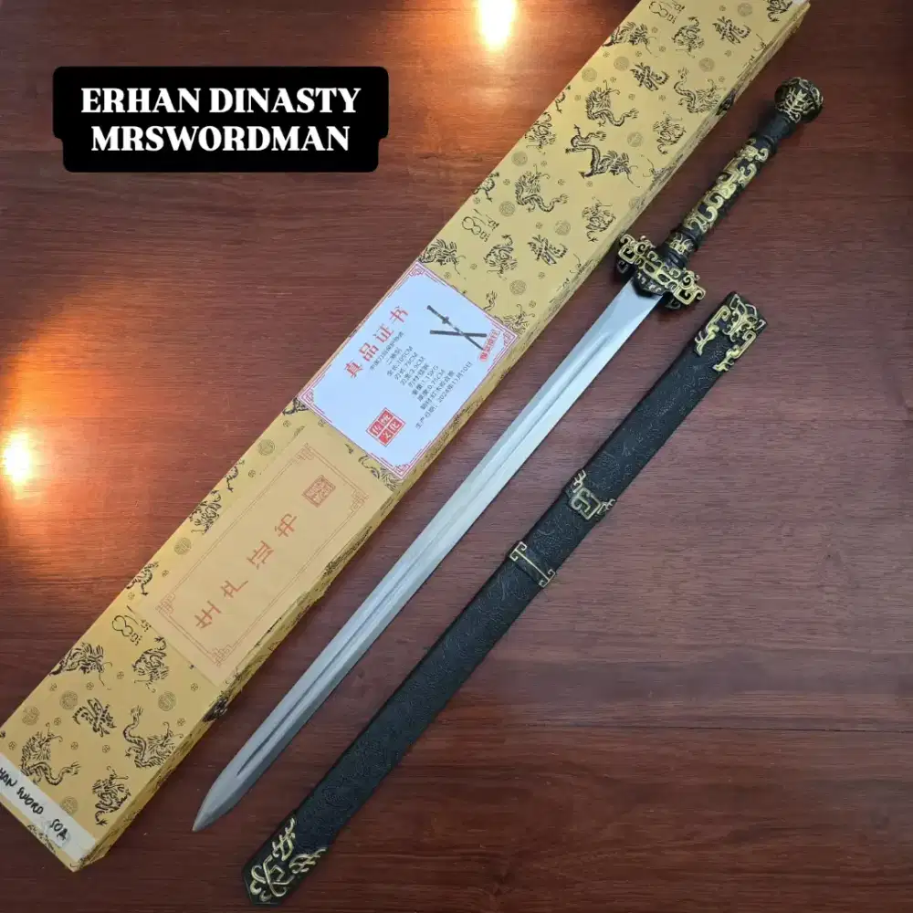 Pedang Erhan dinasty chinese sword bahan baja hi carbon anti karat