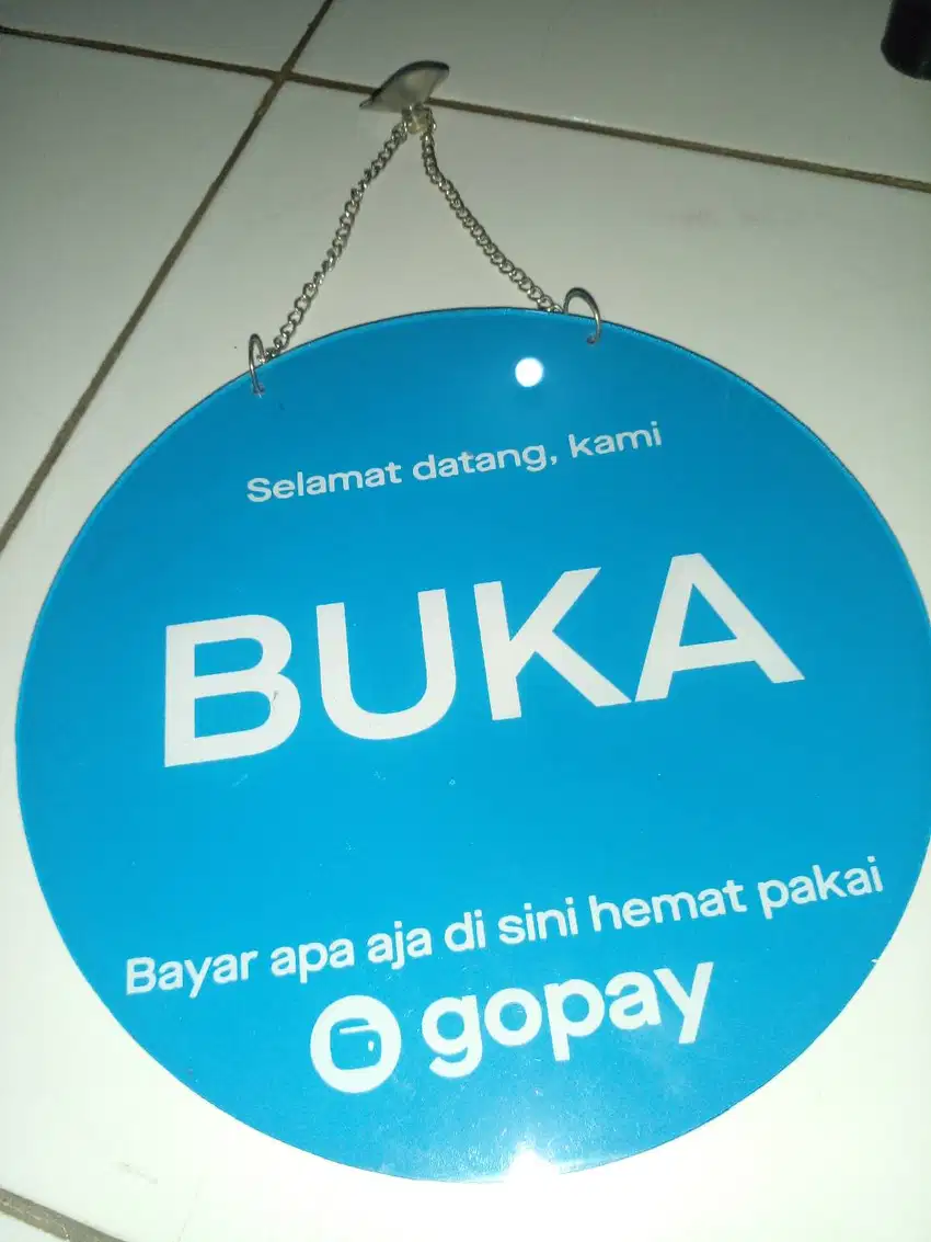 Acrylic Signage Akrilik Open Close (Bulat gopay) - Biru merah