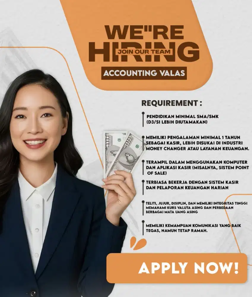 DICARI ACCOUNTING /ADMINSTRASI DIUTAMAKAN MEMPUNYAI PASSPORT