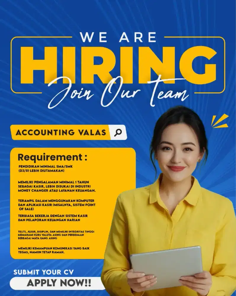 DICARI ACCOUNTING/ ADMINSTRASI DIUTAMAKAN MEMPUNYAI PASSPORT