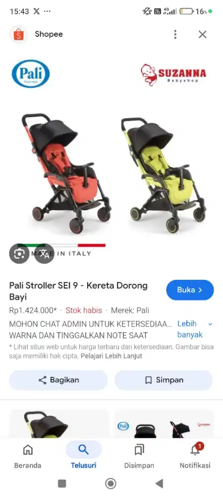 Stroller bayi barang mulus seken rasa baru..