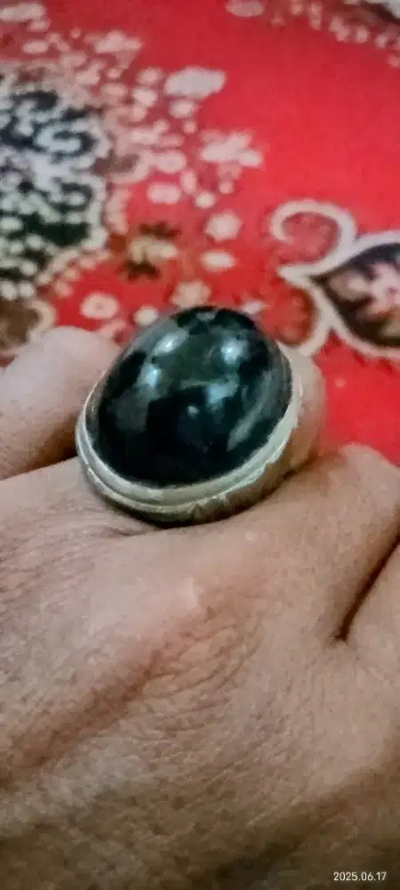 Cincin Batu bacan Hitam jumbo body glass
