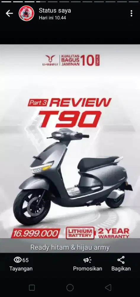 Motor listrik uwinfly T90 litium