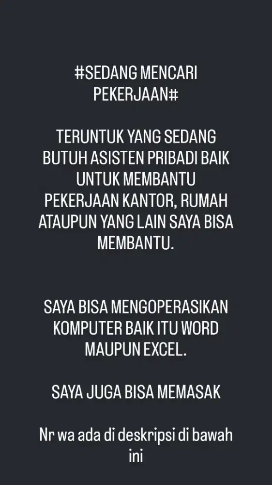 ASISTEN PRIBADI (Pria & Wanita)