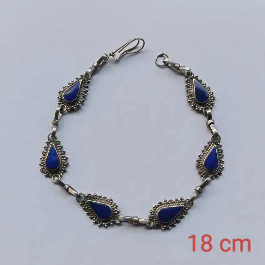 Gelang perak, batu natural blue lapis lazuli