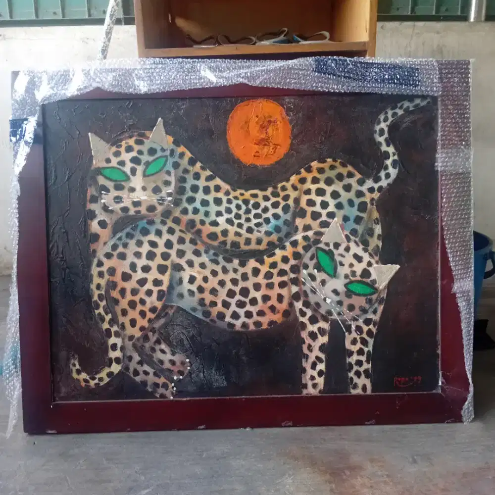 Lukisan canvas Harimau abstrak