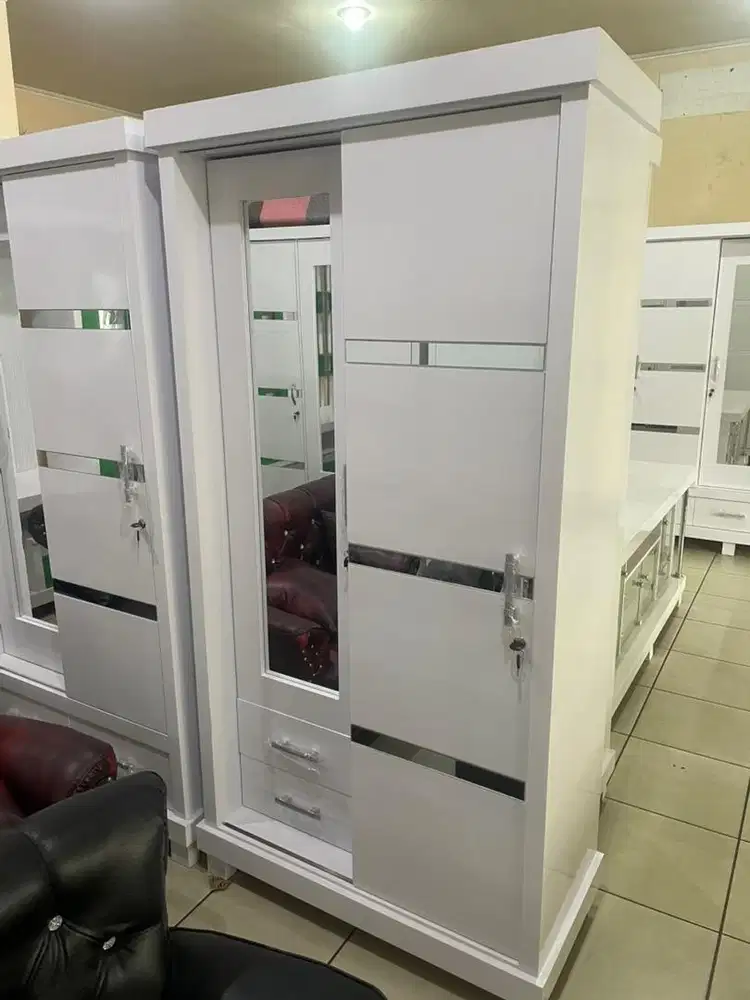 Promo lemari sliding 2 pt kayu mix