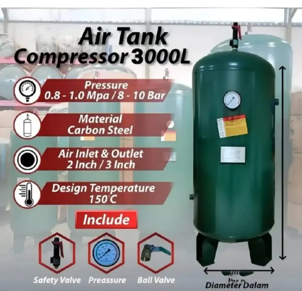 Tangki Udara 3000 liter kompresor / Air Tank 3000 liter compressor