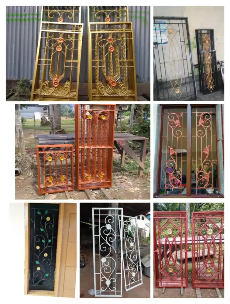 Tralis jendela tempa klasik besi ulir