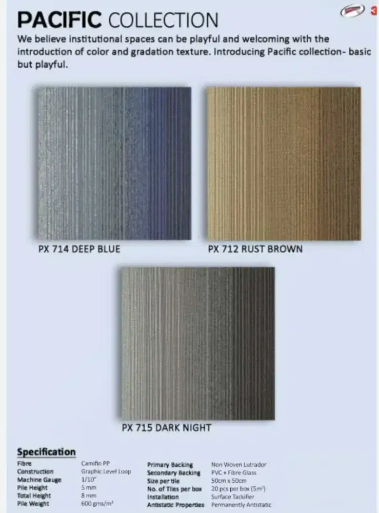 Karpet tile Pacific size 50x50