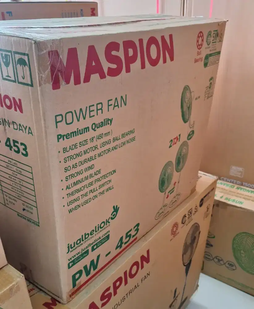 Kipas Angin Dinding Berdiri Stand Wall Fan Maspion 18 inc PW-453