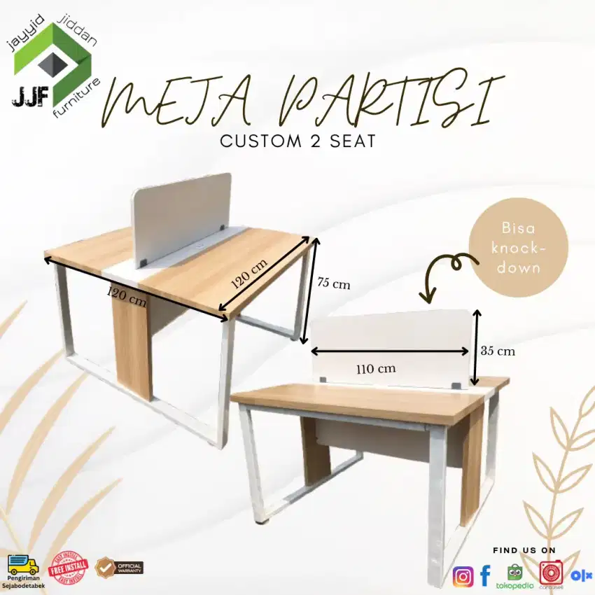 Meja kantor partisi custom