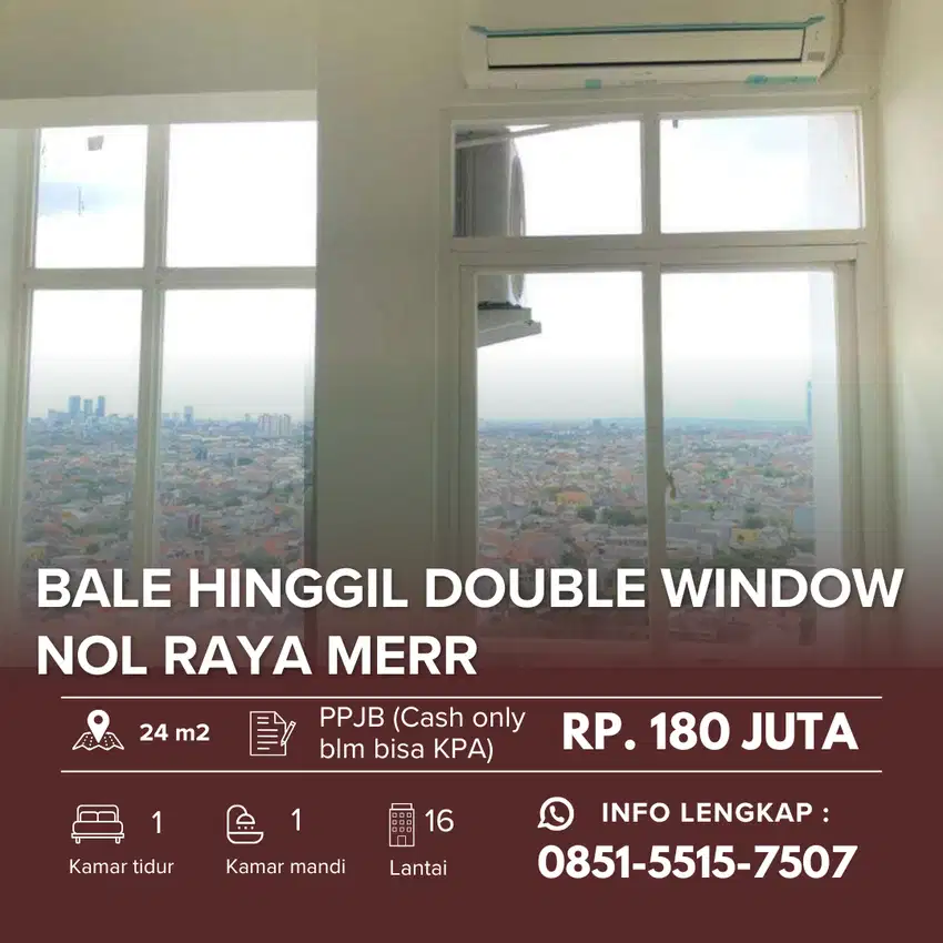 BALE HINGGIL Double Window‼️Unit Langka Apartemen Nol Raya Merr
