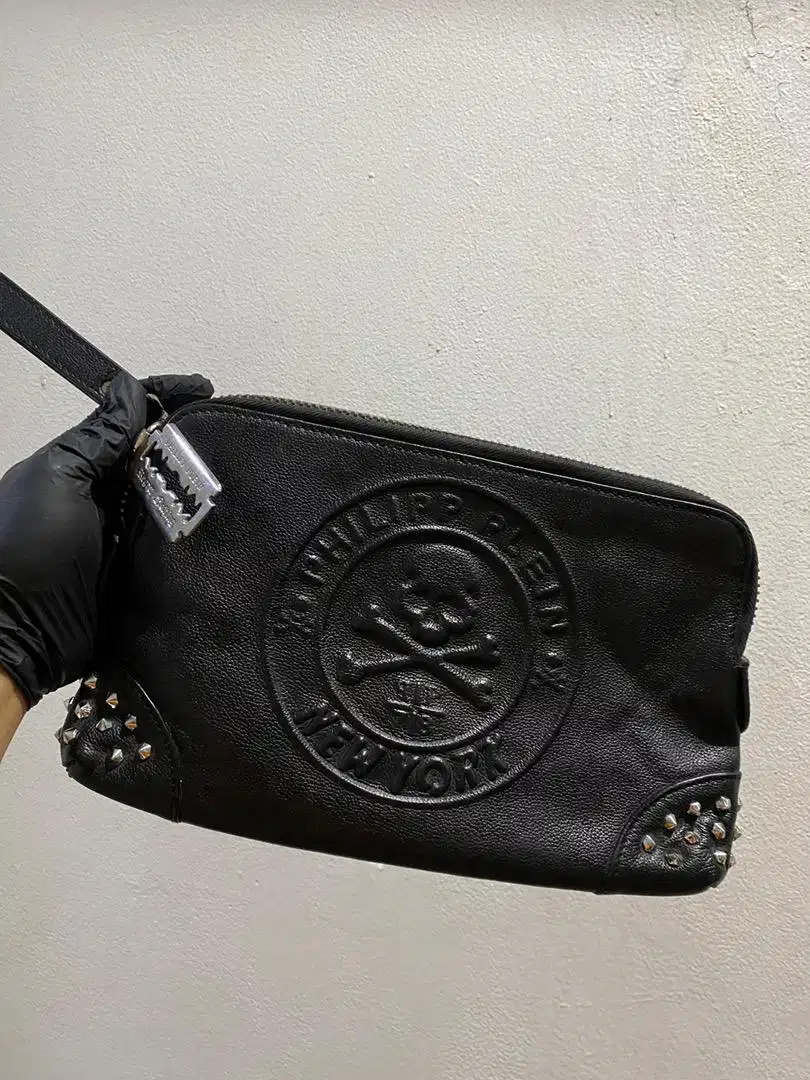 Clutch philip plein logo tengkorak leather good quality