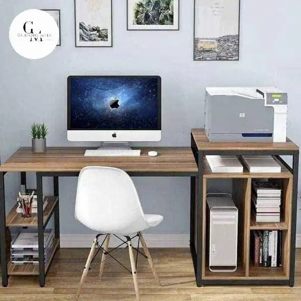 Meja Kerja 100x60cm & Rak – Multifungsi, Kokoh, dan Rapi!