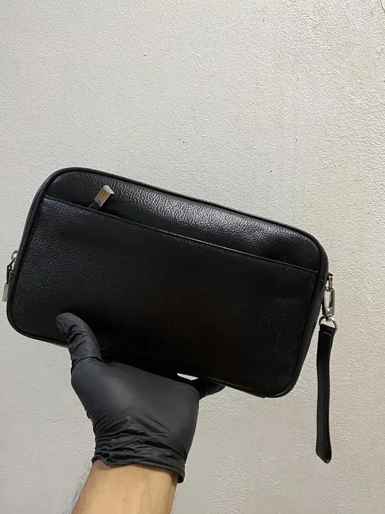 Pouch handbag dior home leather mewah good