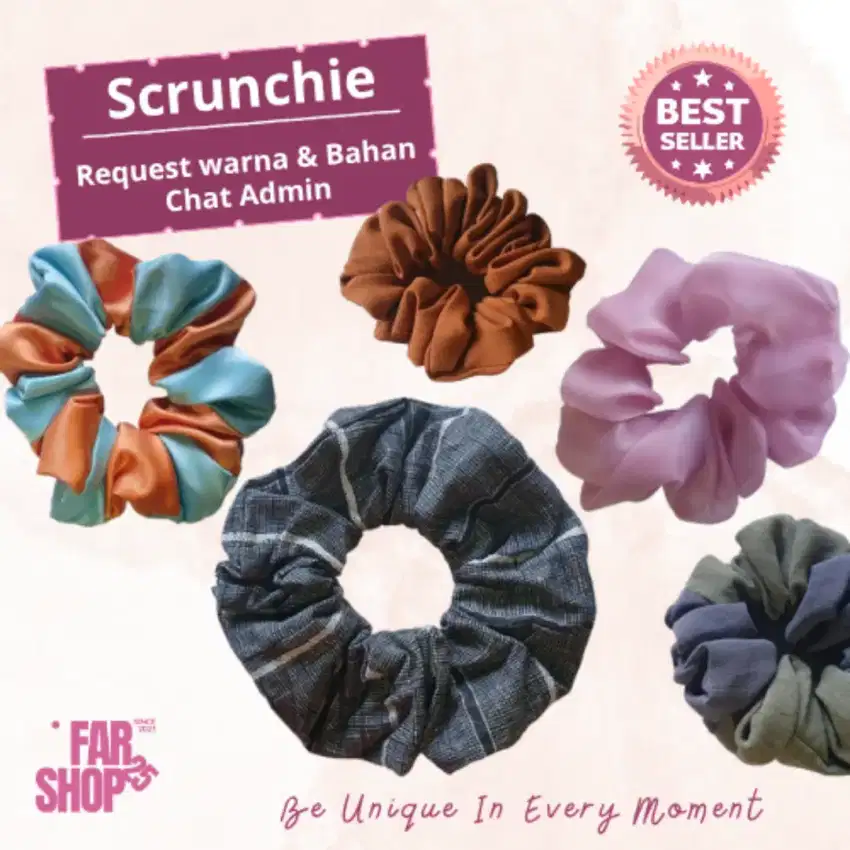 Paket Usaha scrunchie kain premium — random atau pilih warna & bahan |