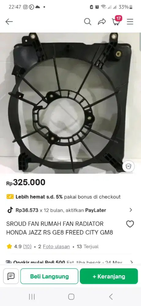 Jual Rumah Fan Radiator Honda Jazz, City, Freed 2009-2013