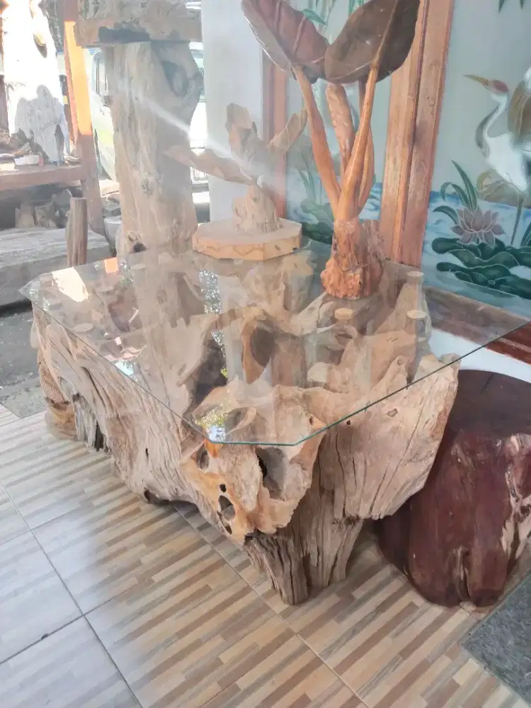 Meja jati utuh tanpa sambung