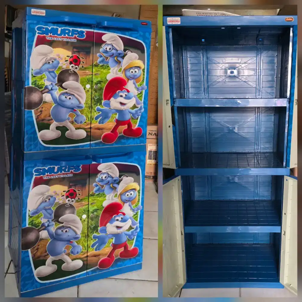 Lemari 4 Susun 4 Pintu Biru Smurf