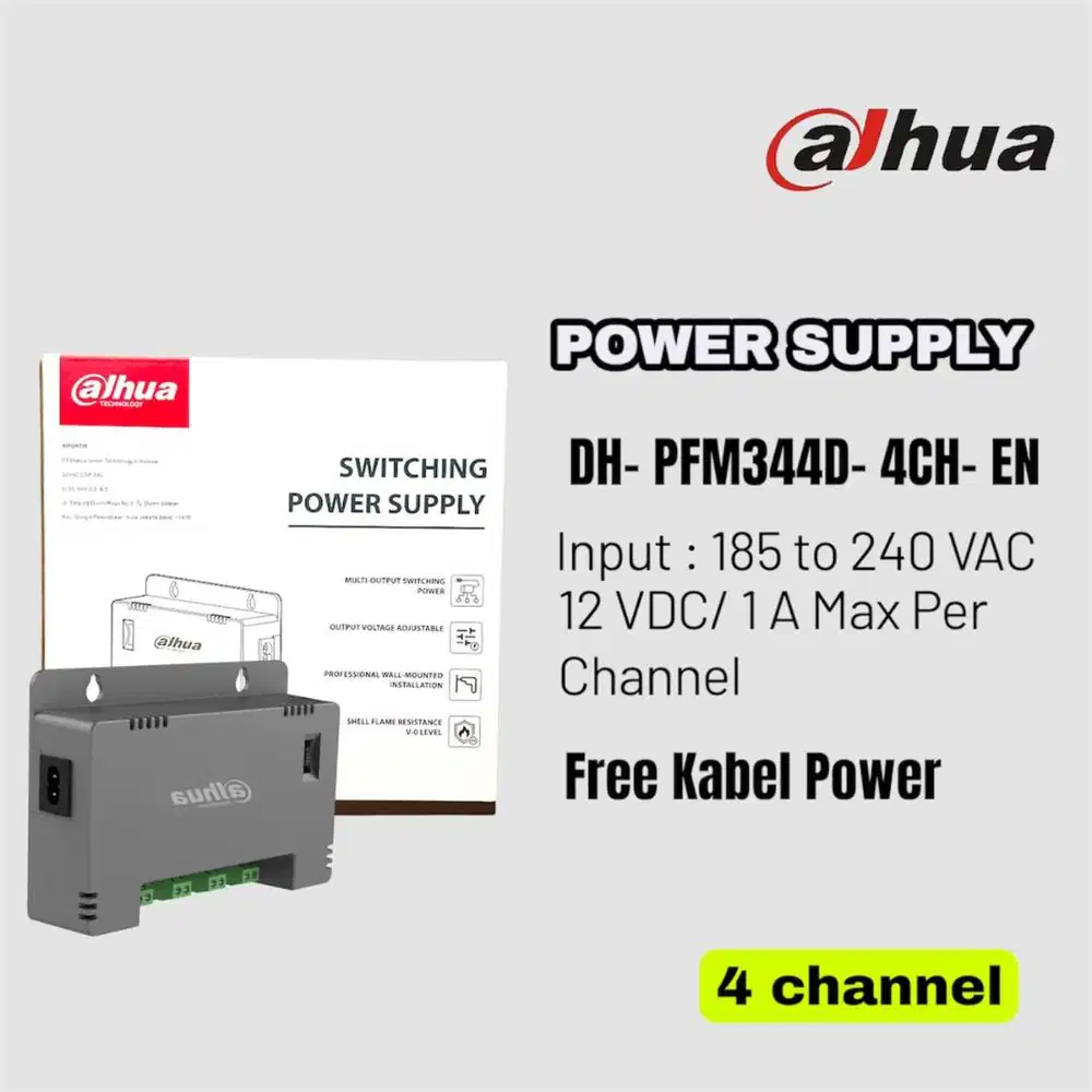 Power Supply dahua 4 Channel Switching Supply CCTV DH-PFM344D-4CH-EN