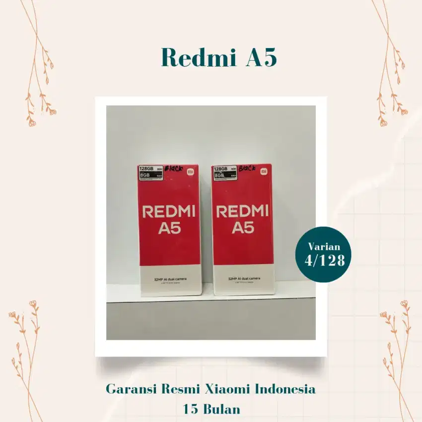 Redmi A5 varian 4GB+128GB Garansi Resmi 15 Bulan.
