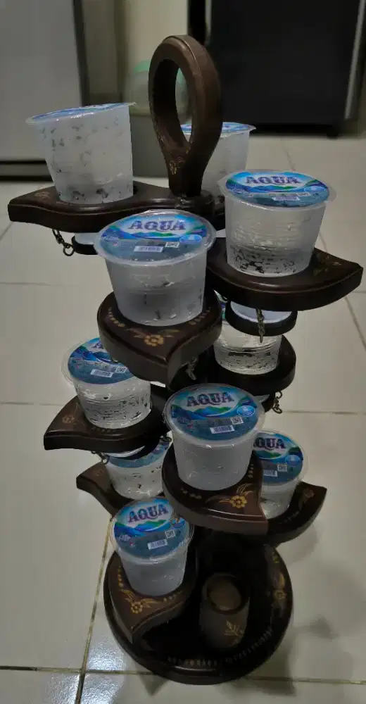 Jual Murah Tempat Aqua Gelas Kayu Jati Asli