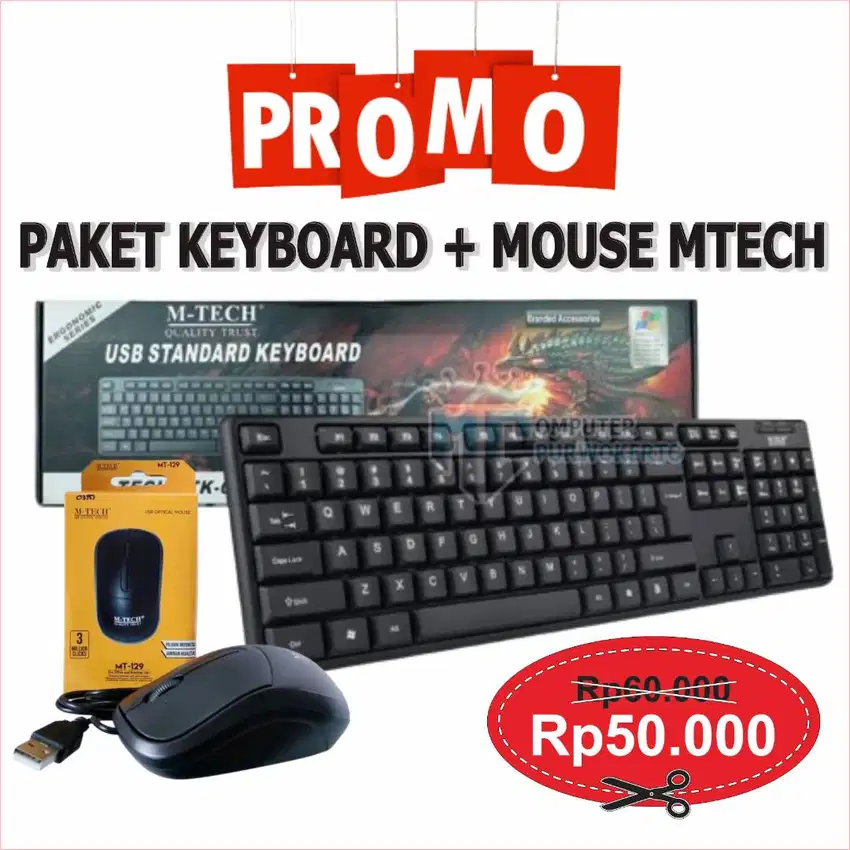 PROMO Keyboard Mouse Kabel USB Mtech M-Tech STK 01