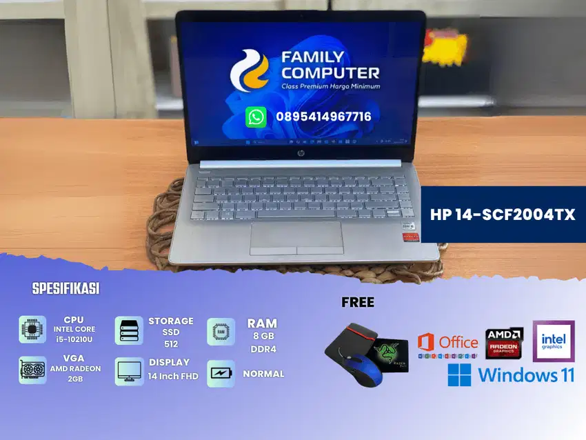 HP14S-CF2004TX | INTEL CORE I5 GEN 10 | RAM 8GB DDR4 SSD 512GB | MULUS