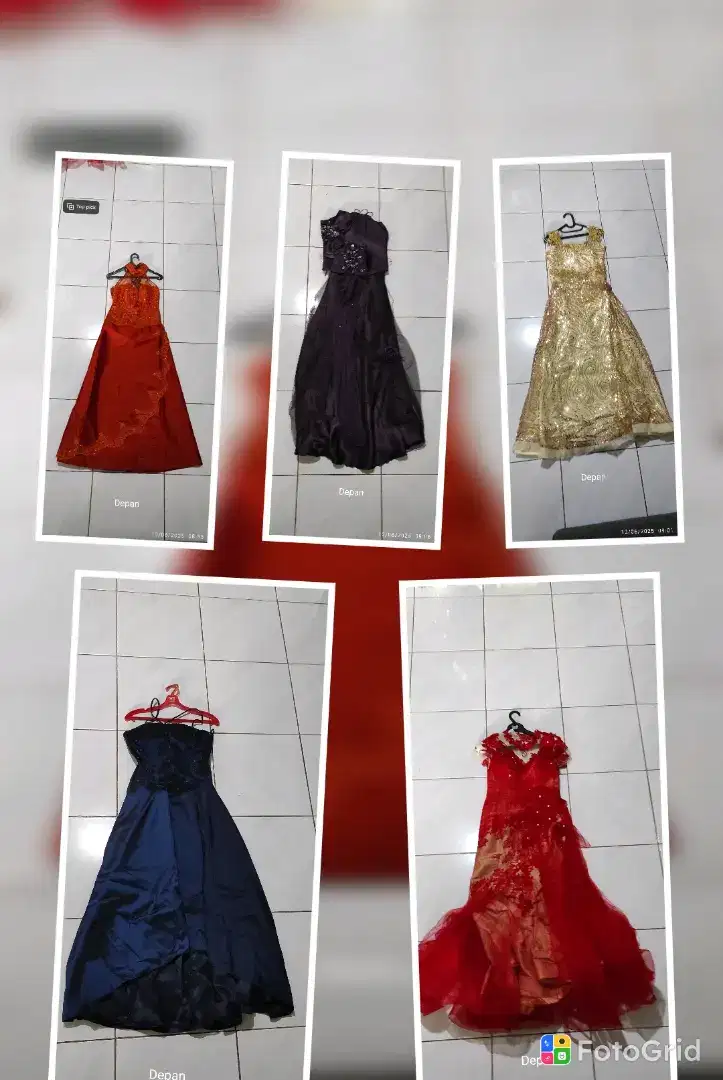 Baju pesta long dress wanita dewasa  5 set,  hanya Rp1000000