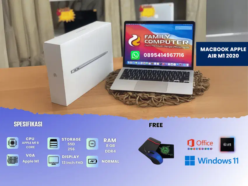 MACBOOK APPLE AIR M1 2020 | APPLE M1 8 CORE | RAM 8GB DDR4 SSD 256GB