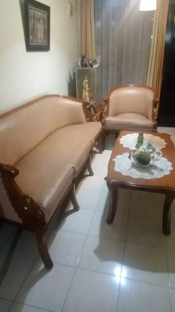 Kursi dan meja ruang tamu fulset Jati Jepara