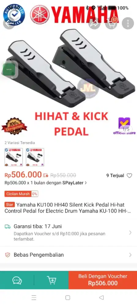 Pedal hihat Hh40 cocok buat Yamaha dd75 dan Dtx