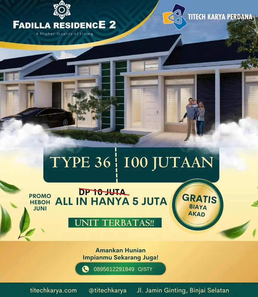 PROMO AKHIR TAHUN DP 5Jt ALL IN Perumahan Subsidi. Free biaya Akad!