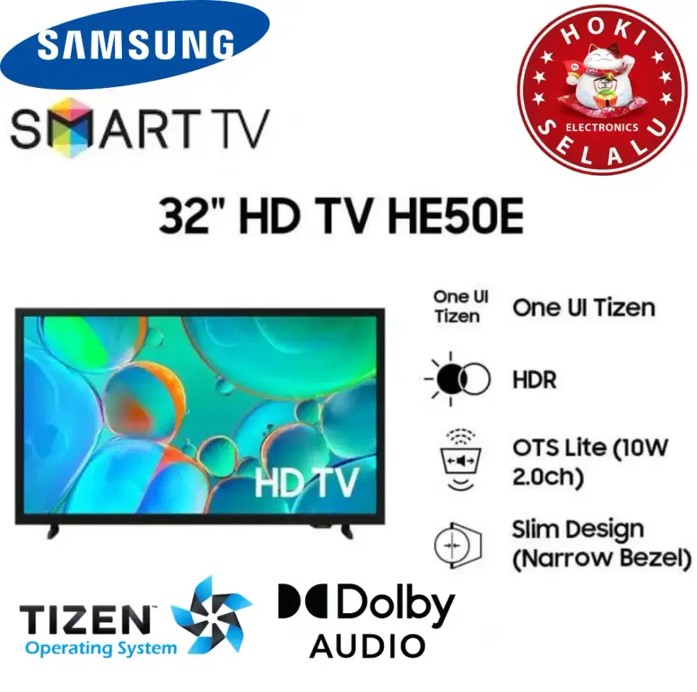 Samsung Smart LED TV One UI Tizen OS 32 Inch 32HE50E Dolby Digital HDR
