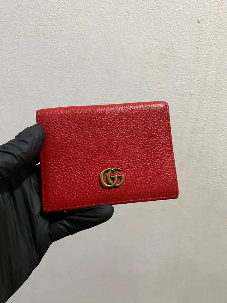 Dompet kartu mini gucci marmont red leather good