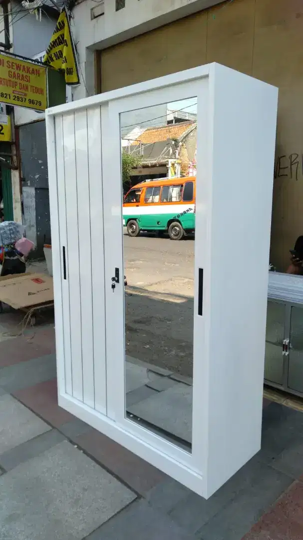 (MURAH) LEMARI PAKAIAN SLIDING PLAT BESI TYPE 2 PINTU  COD