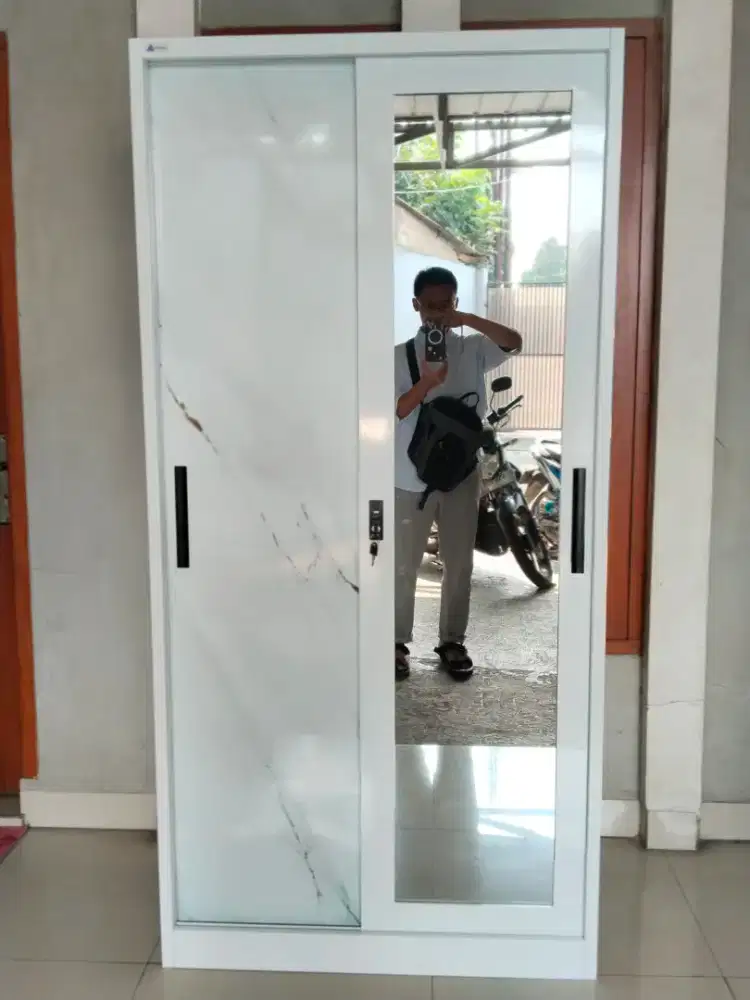 Lemari Murah Pakaian Sliding Plat Besi Type 2 Pintu