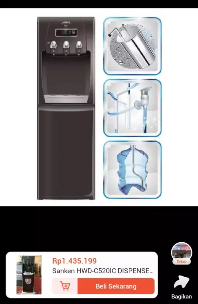 Dispenser Sanken Hwd C520ic Galon bawah