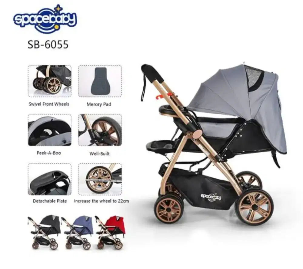 Spacebaby Riversible Stroller SB 6055 Abu2
