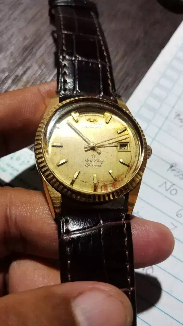 Jam tangan technos lapis emas tebal