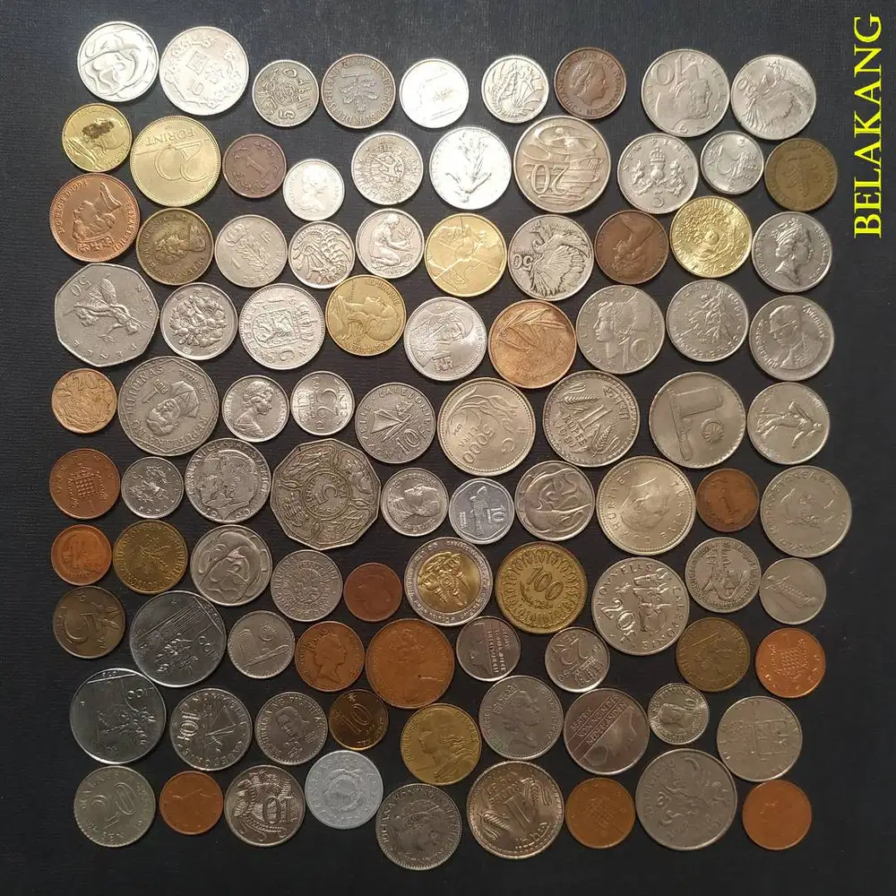#A Koin Asing Campur Borongan 500 gr, 94 Keping 1970an s/d 1990an