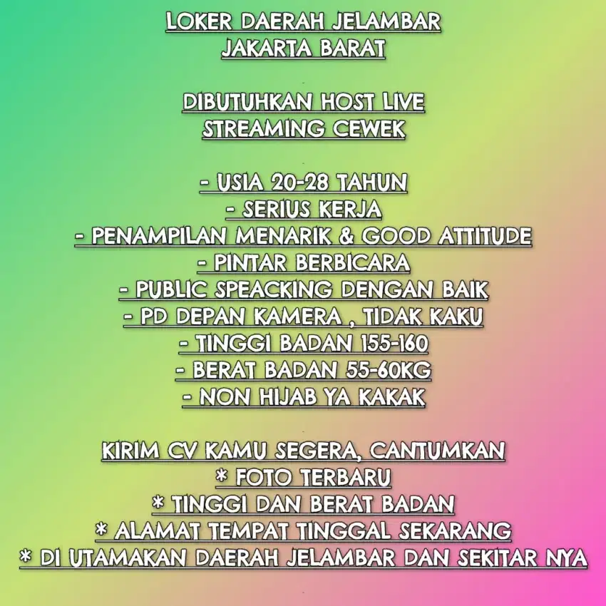 DI CARI HOST STREAMING CEWEK