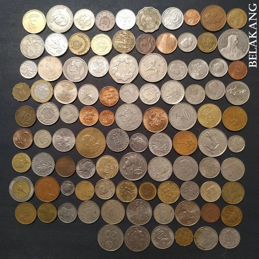 #I Koin Asing Campur Borongan 500 gr, 98 Kp. thn 1970an s/d 1990an