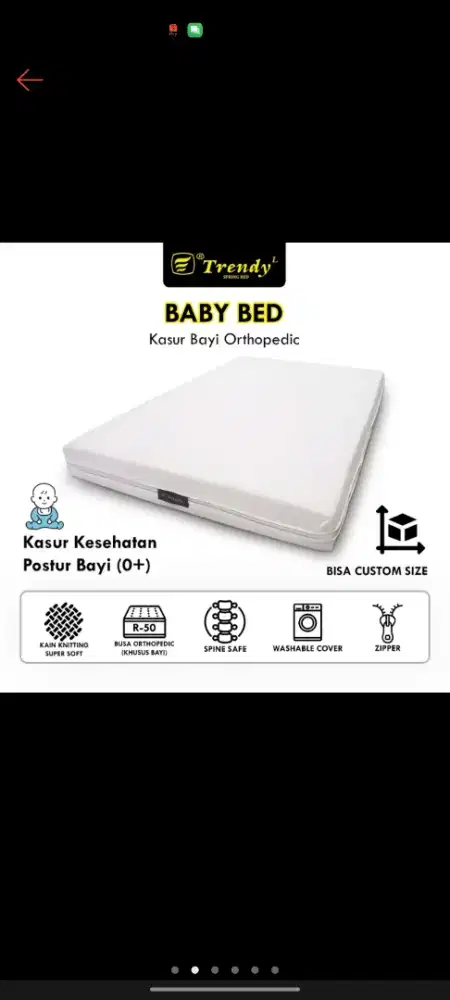 0Trendy  Bed - Kasur Bayi Orthopedic Vacuum Density 50 Grade A Kasur