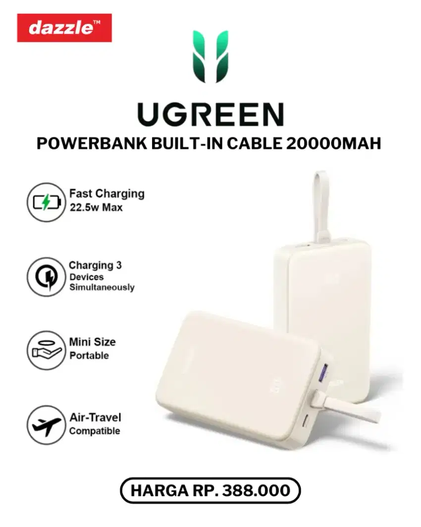 UGREEN POWERBANK 20000MAH BUILT IN TYPE C