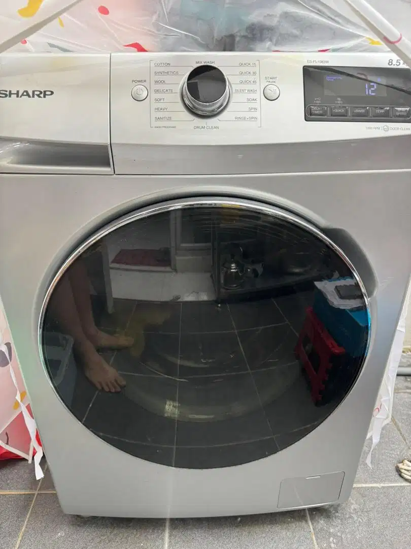Mesin Cuci Sharp ES-FL1083W Front Loading 8.5kg – Silver Grey
