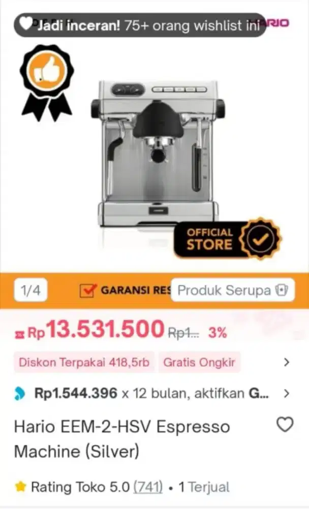 Mesin kopi second  Hario EEM-2Hsv Expresso