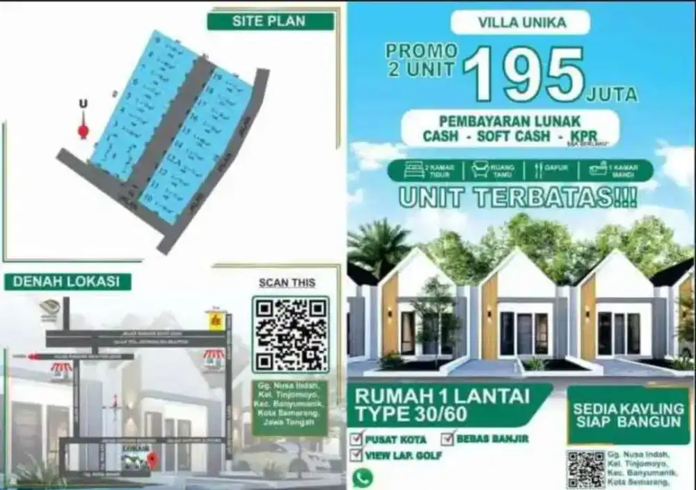 Tanah kavling siap bangun dekat kota di tinjomoyo