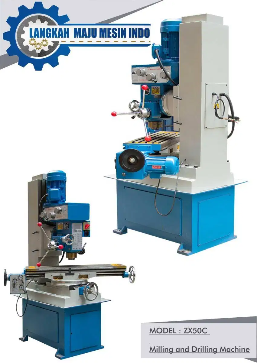 Mesin Milling Drilling Bor Frais Vertical Swivel Meja Berputar ZX50C
